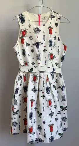 Essentiel Antwerp Dress Gemstone Print Sleeveless Pleated Party Cocktail White Size 12