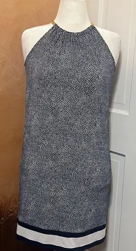 Michael Kors #66 NAVY GOLD CHAIN HALTER DRESS EXTRA SMALL