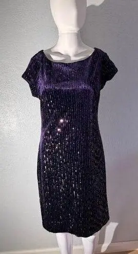 Eliza J Purple Sequin Velvet Sheath Dress Size 8