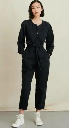 Alex Mill • Jo Belted Jumpsuit black twill utility boilersuit coverall tie waist
