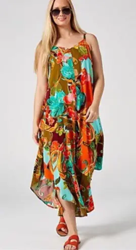 MSK Floral Print Gaucho Jumpsuit Strappy Green Size M NWT Size M