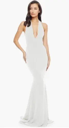 Dress the Population NWOT Camden Mermaid Hem halter white Gown sz XS