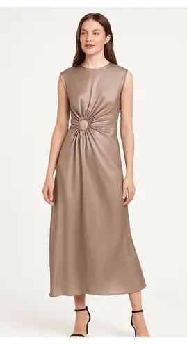 HOUSE of Harlow 1960 x REVOLVE Beige brown satin long keyhole maxi dress Sz XL