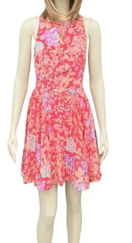 Yumi Kim  Silk Cross-back floral mini dress in Coral size XS NWT