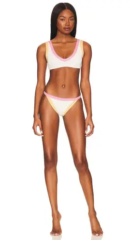 L*Space Lala Bikini Top Ribbed Cream Guava Golden Hour M NWT White Size M