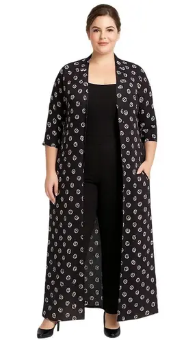 Vintage Kathryn Deene Black & White Graphic Print Duster Dress – Size 2X