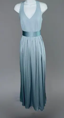 Vera Wang New w/ $199 Tags White  Dusty Blue Formal Maxi Gown Medium 8