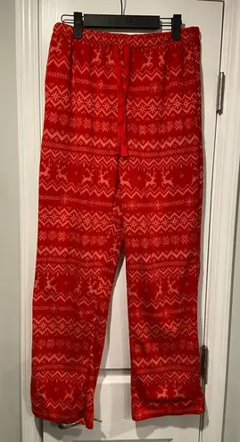 Berkley Jenson Size S Red White Fair Isle Reindeer Fleece Xmas Pajama Bottoms - Image 1