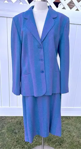 Triona Design 90’s Vintage High Waisted 100% Wool Plus Size Skirt & Blazer Suit Purple