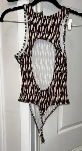 Open Edit Brown And Ivory Bodysuit 