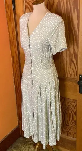 Vintage 80s Together Beige Floral Drop Waist Midi Dress Size 6