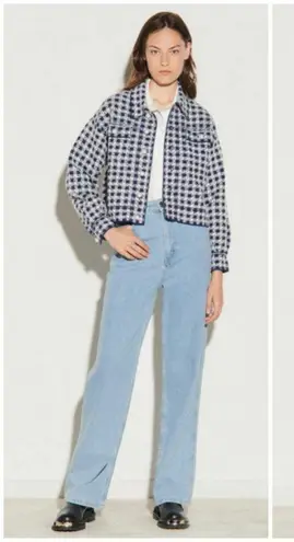 Sandro ππ Jayce Checkered Tweed Jacket ~ Blue & White Print Pearl Buttons Small