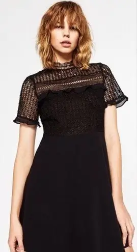 ZARA  Black Embroidery Mini Dress