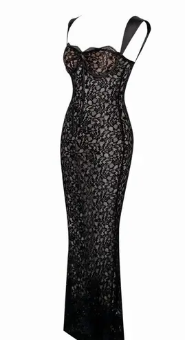 Miss Circle Veronica Black Lace Maxi Dress Sleeveless Dark Romantic Women’s XXS