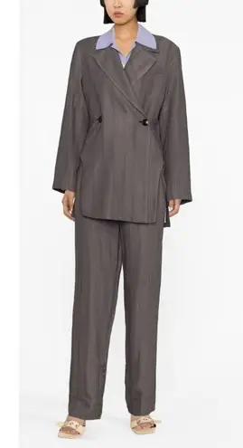 Ganni Drapey Cut Out Double Breasted Blazer Gray Womens Size 32 US XS