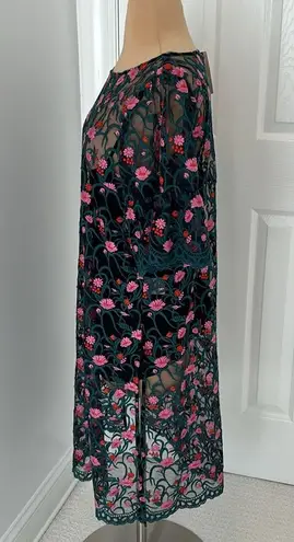 Moulinette Soeurs Anthropologie Floral Embroidered Mesh Tunic Dress