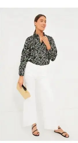 Tuckernuck Avalon Blouse XXS NWT Black Verdant Iris Floral Cotton Long sleeve