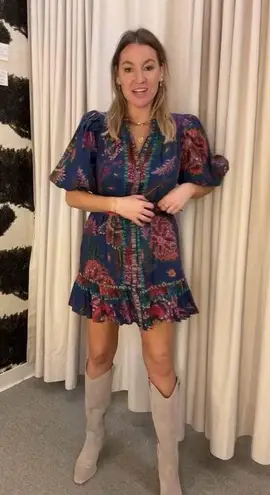 Farm Rio Sunset Tapestry Cotton Blend Mini Dress XXS