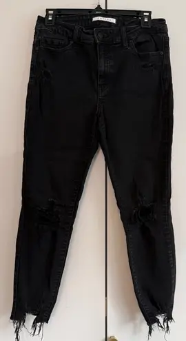 Eunina Black Mid-Rise Skinny Crop Distressed Jeans | Size 11 | Streetwear - Image 1