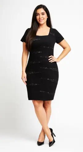 Women's INC International Concepts Black Dress with White Lace 16W