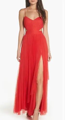 Fame and Partners Dakota Cutout Gown Pleated Chiffon Red Size 12 NEW