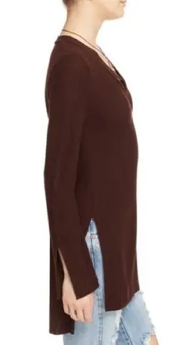 Free People Brown Criss Cross Tunic Sweater