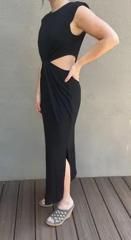 Boutique bought Black Knit Cut Out Shoulder Pad Maxi Dress