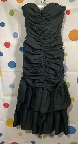 Vintage Union Made Black Ruched Cocktail Prom Wedding Dress Size 9 ❤️🍒