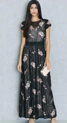 Miss Selfridge Lace And Floral Embellished Maxi Dress