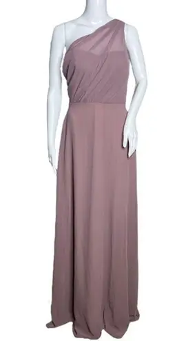 Birdy Grey Dress Womens Small Kira Deep Mauve Chiffon One Shoulder Bridesmaid