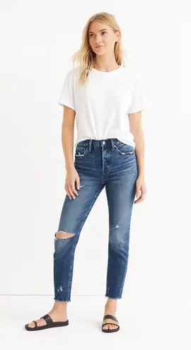 MOUSSY Vintage Denim Lancaster Tapered Distressed Jeans Blue Size 24