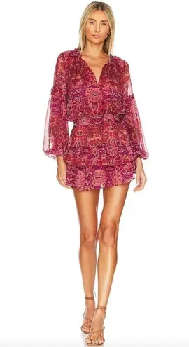 MISA Los Angeles Teya Mini Dress Septima Tapestry Chiffon Womens XS