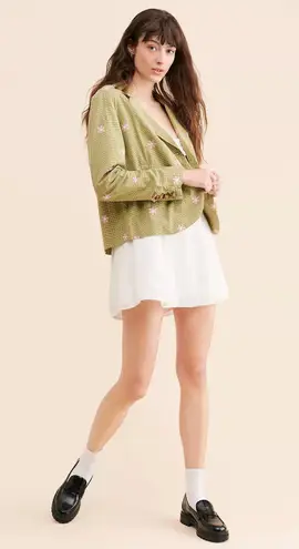 Milly NWT $198 Free People Cali Printed Blazer Jacket XS Green Daisy Flower Pink