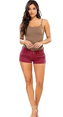 Ymi Wanna Betta Butt Maroon Burgundy Twill Butt Lift Short Shorts Size 7