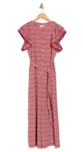 Max Studio  - PRINTED FLUTTER SLEEVE JUMPSUIT IN RED