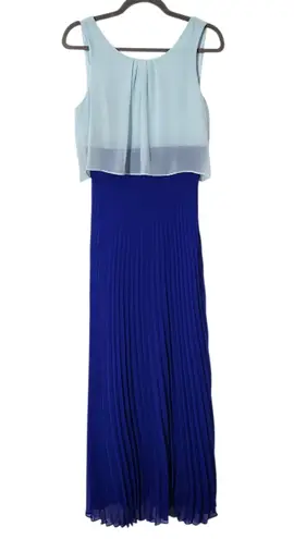 Sangria Sleeveless Blue Maxi Dress with Pleated Skirt Size 6 NWT