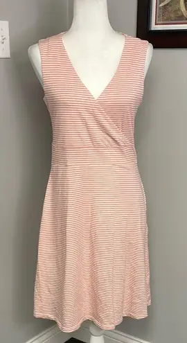 Toad and Co Red White Striped Sleeveless Dress Knee Length Womens Size Medium