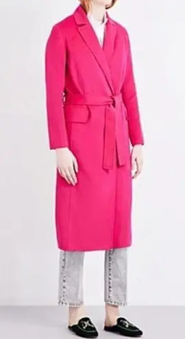 Maje Geode wool-blend wrap coat In Fucsia Size 36