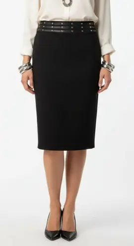 New York & Co. Black Leather & Studded Waist Midi Skirt M Size M