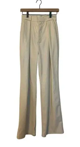 Mother High Waisted Egret Tunnel Vision Pleated Prep Faux Leather Pants White Size 25