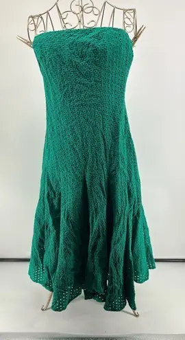 Maeve by Anthropology long green eyelet strapless dress size 8