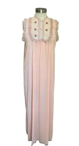 Vintage JCPenney Night Gown Robe Sheer Lace Lingerie Light Peach Dress Sz M Pink Size L