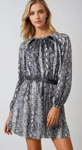 Michael Kors Snake Print Dress Chain Detail Long Sleeve Party Dress M Black Size M