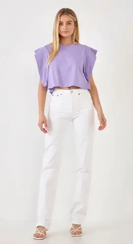 Endless Rose  Drop Shoulder Crop Top Lilac Size M