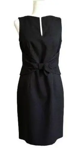 David Meister  Dress Black Sleeveless Bow Waist Sheath Cocktail Dress Size 4