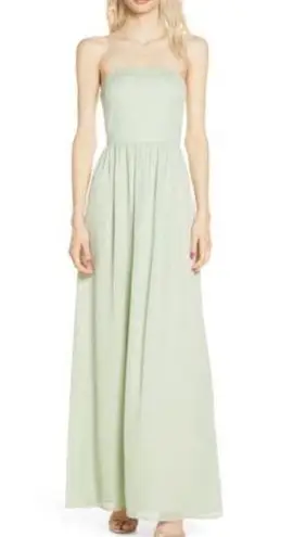 WAYF The Harlet Metallic Chiffon spearmint Gown Small.