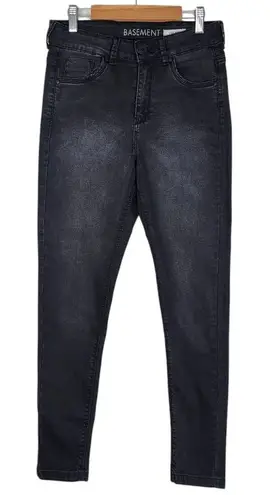 Basement High Waist Skinny Jeans Black Denim Waist 27 inches Size EU 40