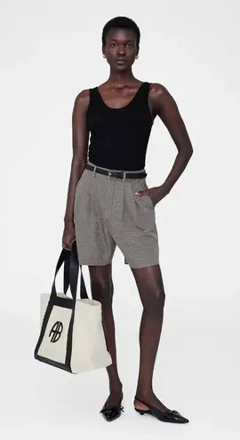 ANINE BING Cara Tote in Natural Canvas & Black Womens Bag Purse