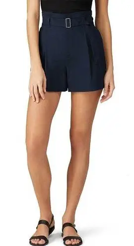 Club Monaco Darcee Navy Blue Linen Belted Paperbag Shorts Size 12
