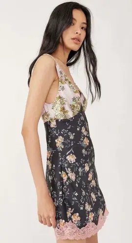 Free People American Rose Slip Dress in Black Combo